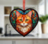 Ginger Cat Stained Glass Effect Heart Suncatcher